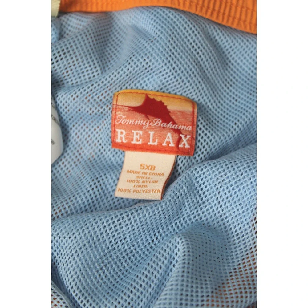Tommy Bahama Mens Orange Swim Trunks‎ Cargo Pocket Mesh Lined Marlin Logo 5XL